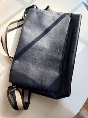 Coach Black Leather Messenger Bag Crossbody Laptop Bag Unisex